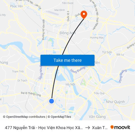 477 Nguyễn Trãi - Học Viện Khoa Học Xã Hội to Xuân Thu map