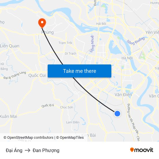 Đại Áng to Đan Phượng map