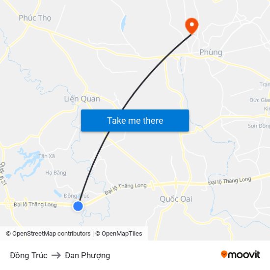 Đồng Trúc to Đan Phượng map