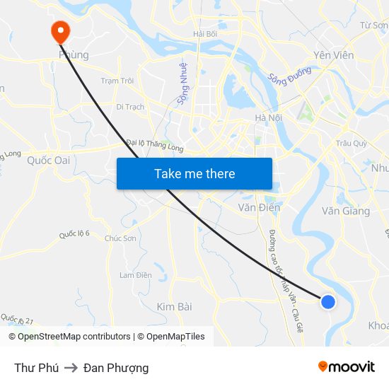 Thư Phú to Đan Phượng map