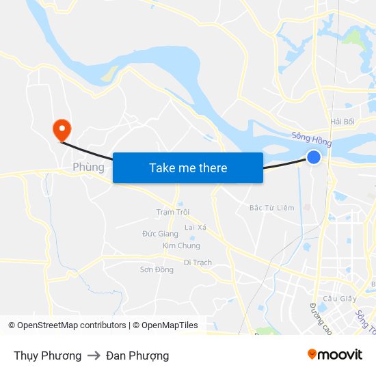 Thụy Phương to Đan Phượng map