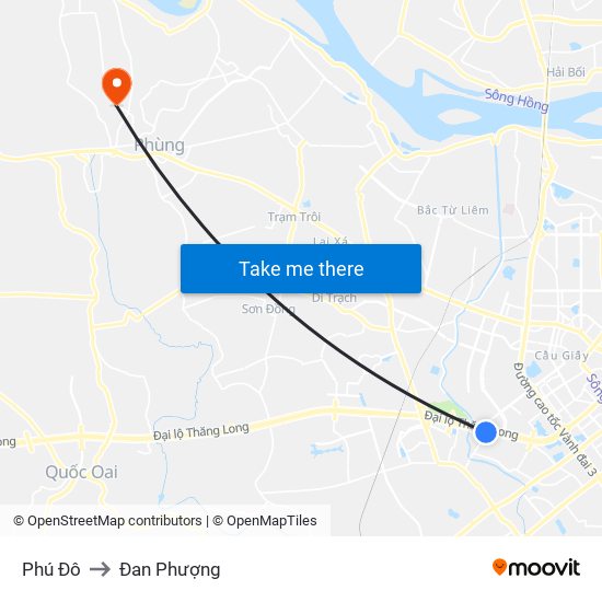 Phú Đô to Đan Phượng map