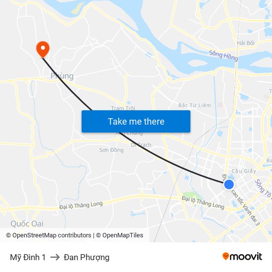 Mỹ Đình 1 to Đan Phượng map