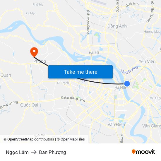 Ngọc Lâm to Đan Phượng map