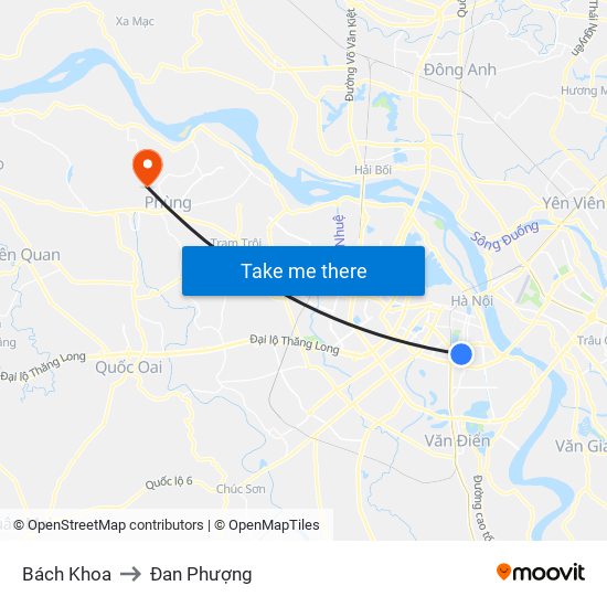 Bách Khoa to Đan Phượng map