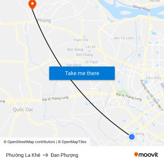 Phường La Khê to Đan Phượng map