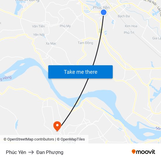 Phúc Yên to Đan Phượng map