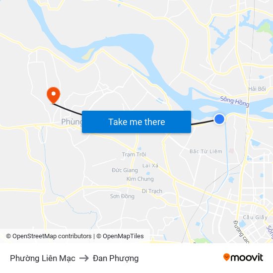 Phường Liên Mạc to Đan Phượng map