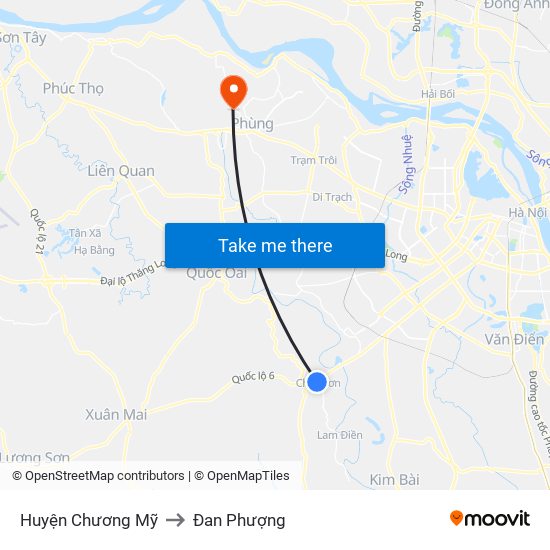 Huyện Chương Mỹ to Đan Phượng map