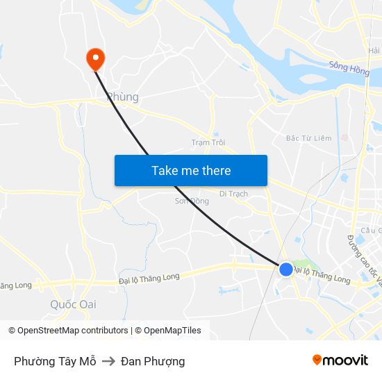 Phường Tây Mỗ to Đan Phượng map