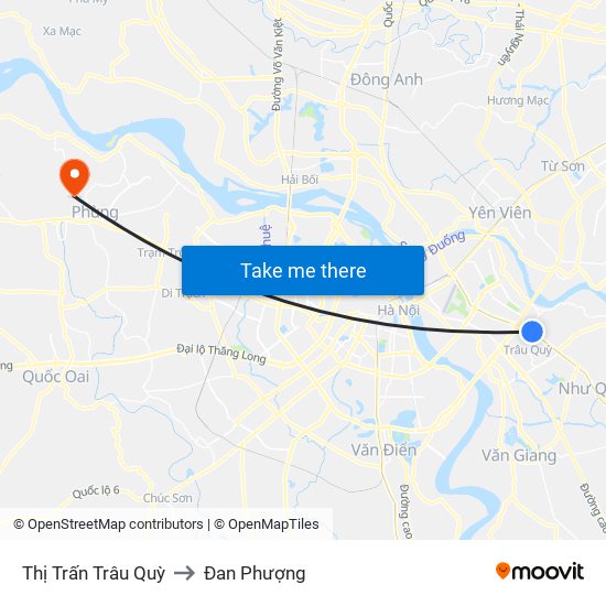 Thị Trấn Trâu Quỳ to Đan Phượng map