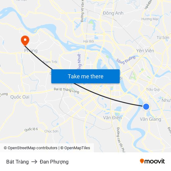 Bát Tràng to Đan Phượng map