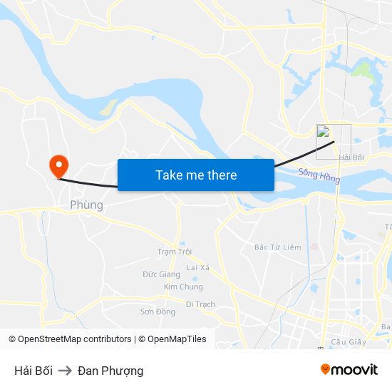 Hải Bối to Đan Phượng map