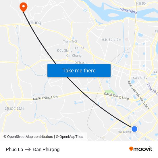 Phúc La to Đan Phượng map