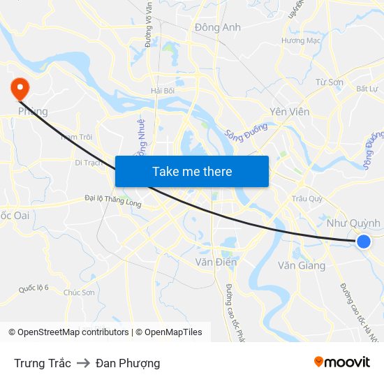 Trưng Trắc to Đan Phượng map