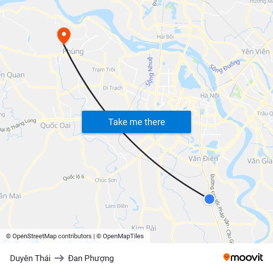 Duyên Thái to Đan Phượng map