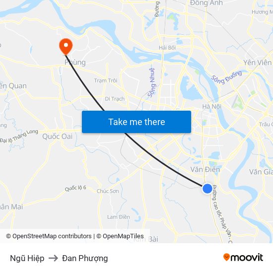 Ngũ Hiệp to Đan Phượng map