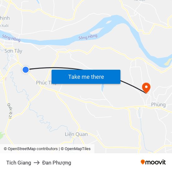 Tích Giang to Đan Phượng map