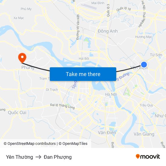 Yên Thường to Đan Phượng map