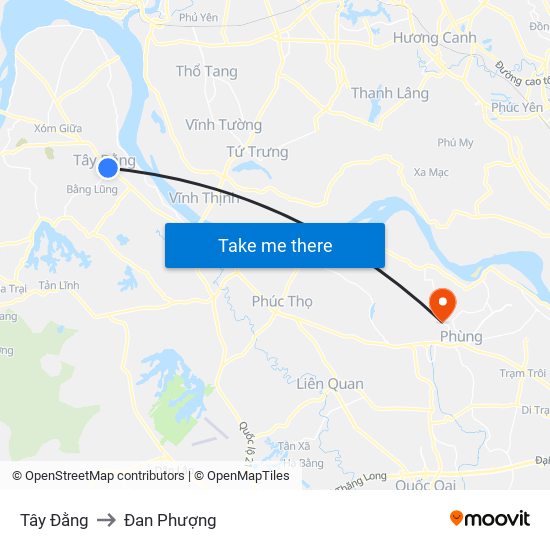 Tây Đằng to Đan Phượng map