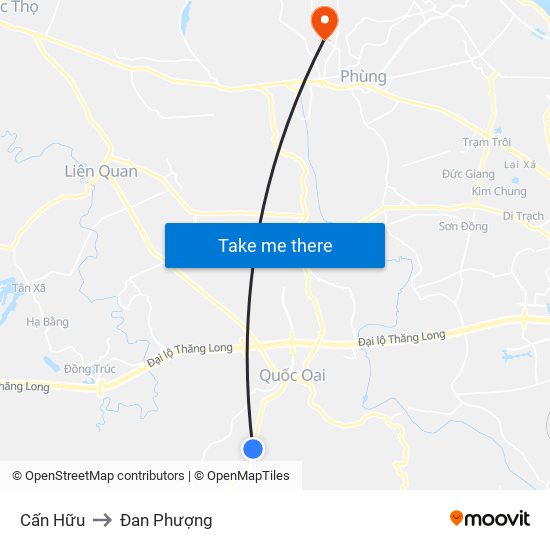 Cấn Hữu to Đan Phượng map