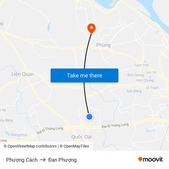 Phượng Cách to Đan Phượng map