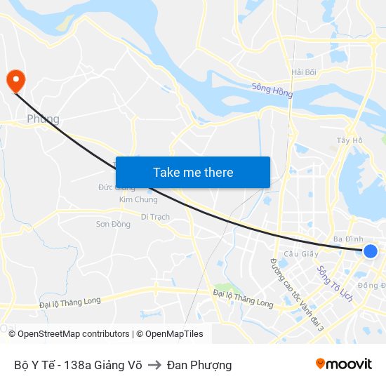 Bộ Y Tế - 138a Giảng Võ to Đan Phượng map