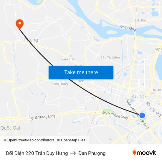 Đối Diện 220 Trần Duy Hưng to Đan Phượng map