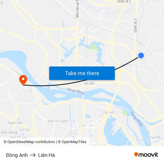 Đông Anh to Liên Hà map
