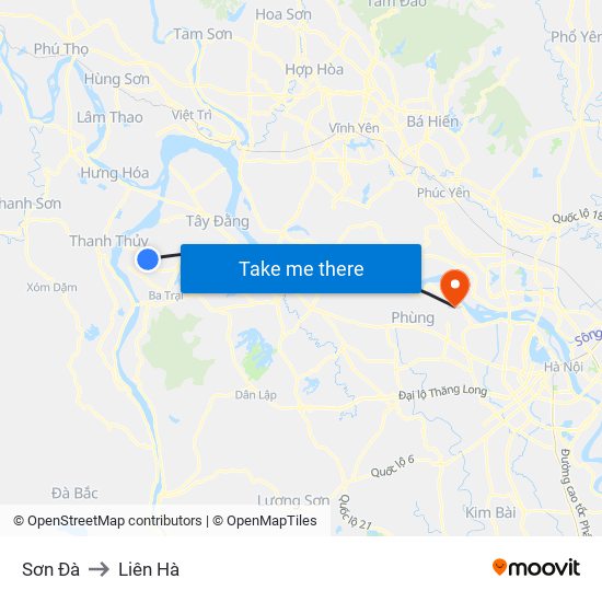 Sơn Đà to Liên Hà map