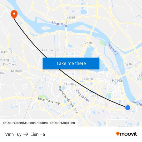 Vĩnh Tuy to Liên Hà map