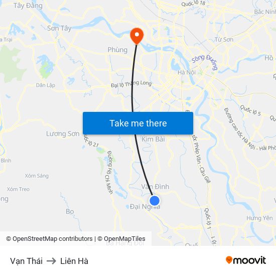 Vạn Thái to Liên Hà map