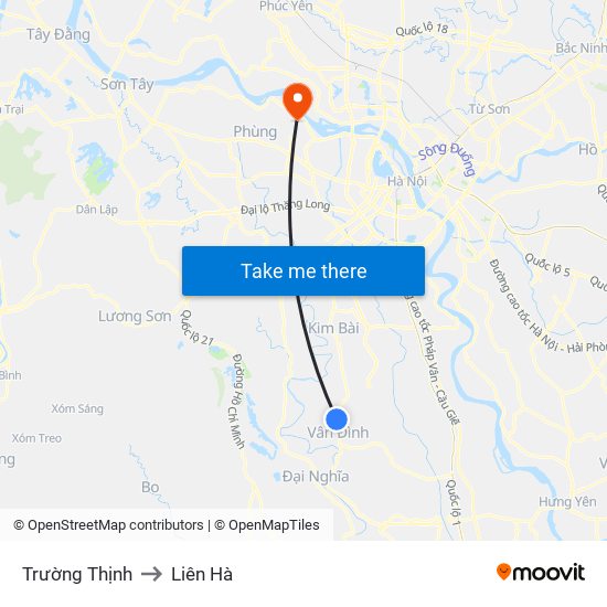 Trường Thịnh to Liên Hà map