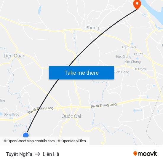 Tuyết Nghĩa to Liên Hà map