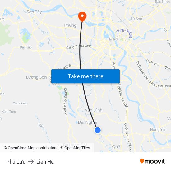 Phù Lưu to Liên Hà map