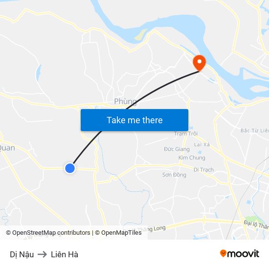 Dị Nậu to Liên Hà map