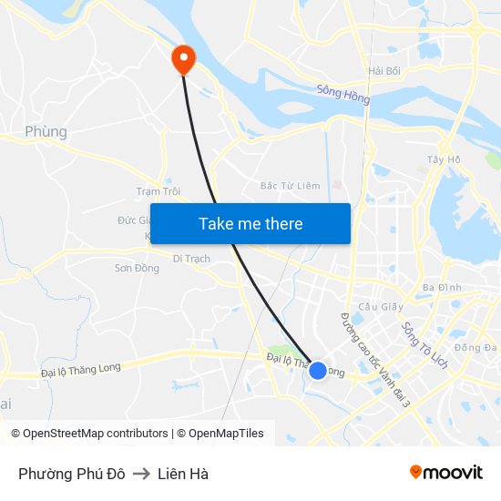 Phường Phú Đô to Liên Hà map