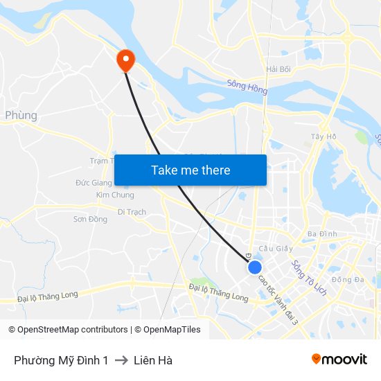 Phường Mỹ Đình 1 to Liên Hà map