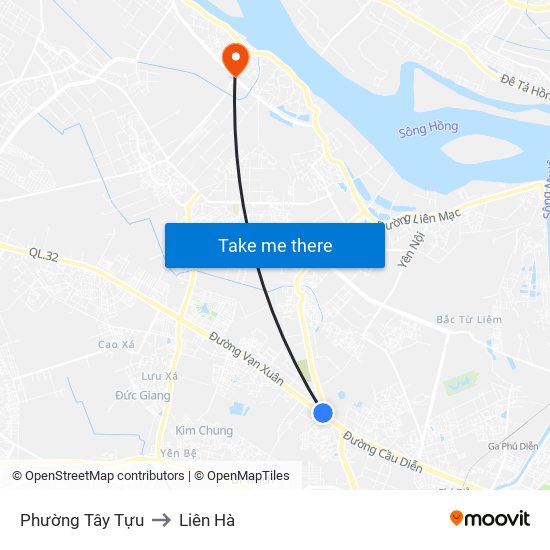 Phường Tây Tựu to Liên Hà map