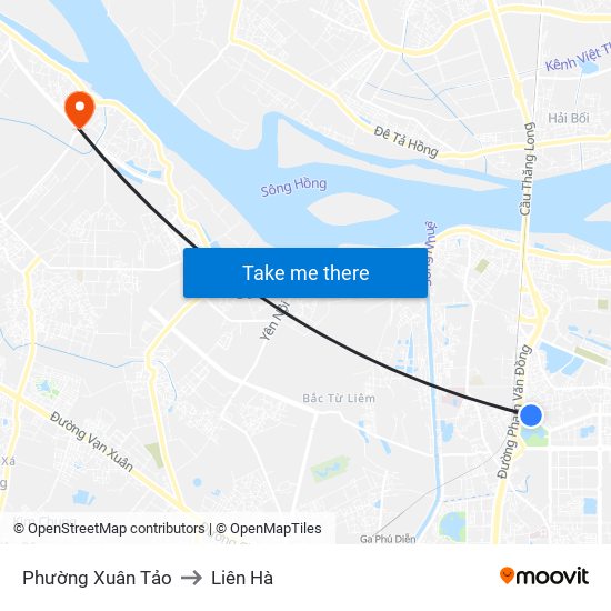 Phường Xuân Tảo to Liên Hà map