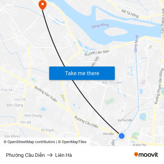 Phường Cầu Diễn to Liên Hà map