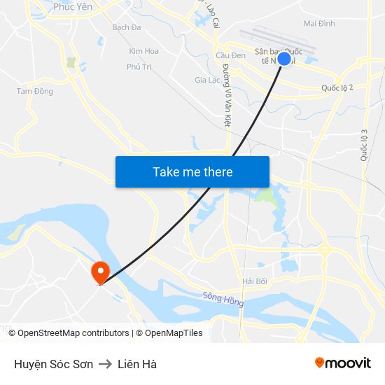 Huyện Sóc Sơn to Liên Hà map