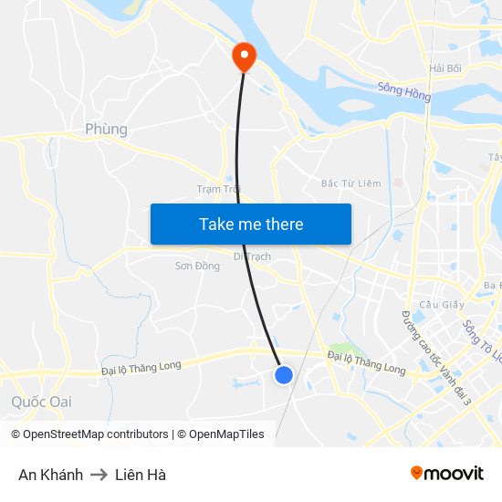 An Khánh to Liên Hà map