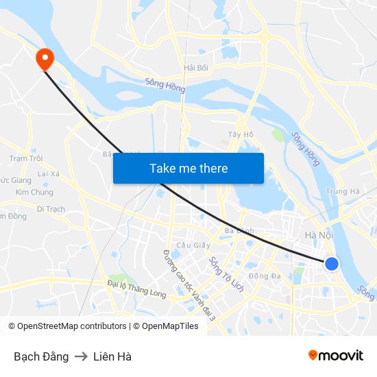Bạch Đằng to Liên Hà map