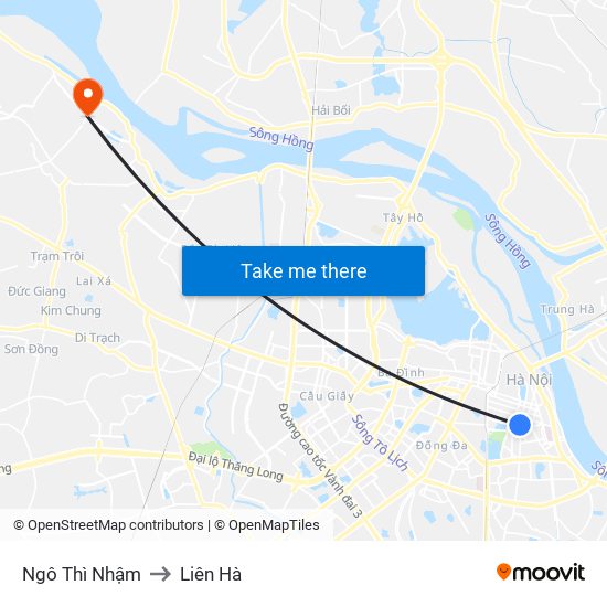 Ngô Thì Nhậm to Liên Hà map