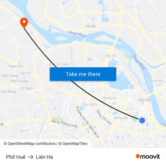 Phố Huế to Liên Hà map