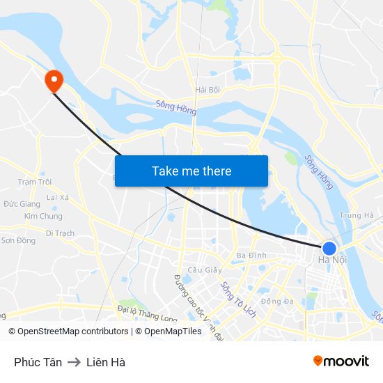 Phúc Tân to Liên Hà map