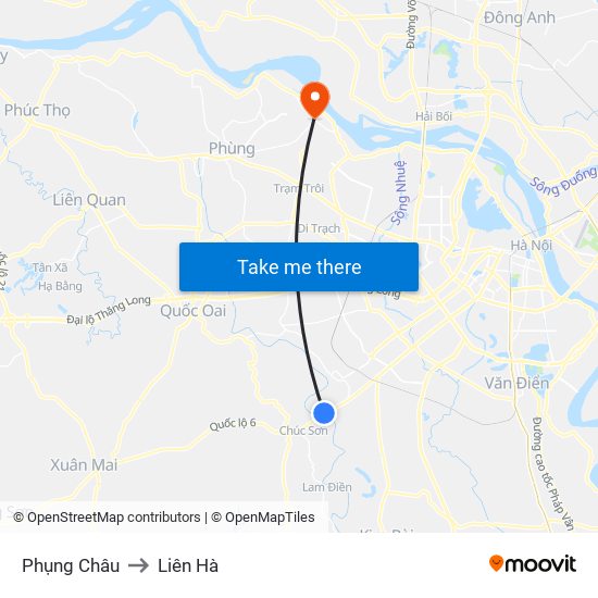 Phụng Châu to Liên Hà map