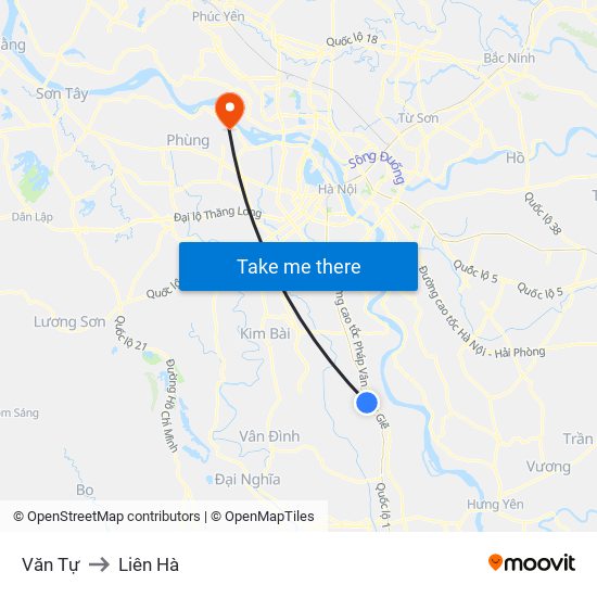 Văn Tự to Liên Hà map