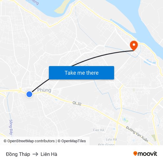 Đồng Tháp to Liên Hà map